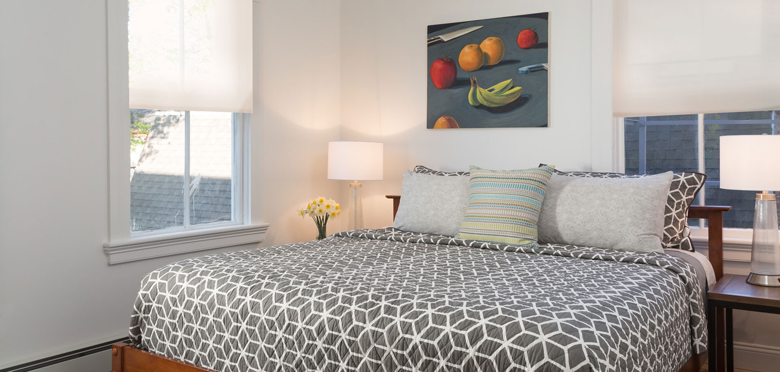 1BR Apartment Bedroom + Painting | ADMIRAL SIMS B&B, Newport Rhode Island